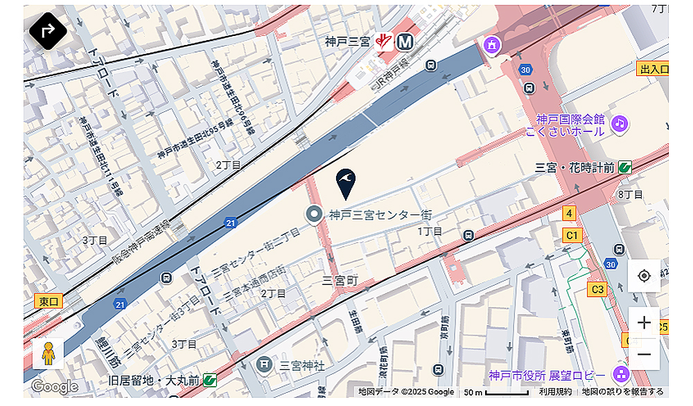カシオウオッチ 神戸三宮店地図 カシオウオッチ 神戸三宮店地図